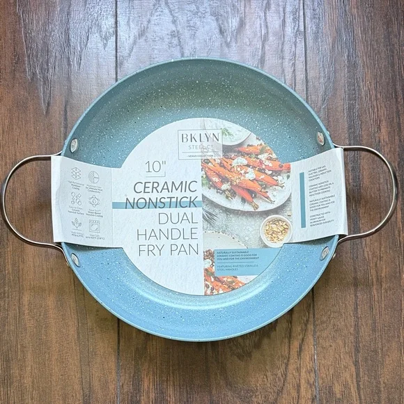 Blue Ceramic Nonstick Dual Handle Fry Pan - Picture 1 of 7